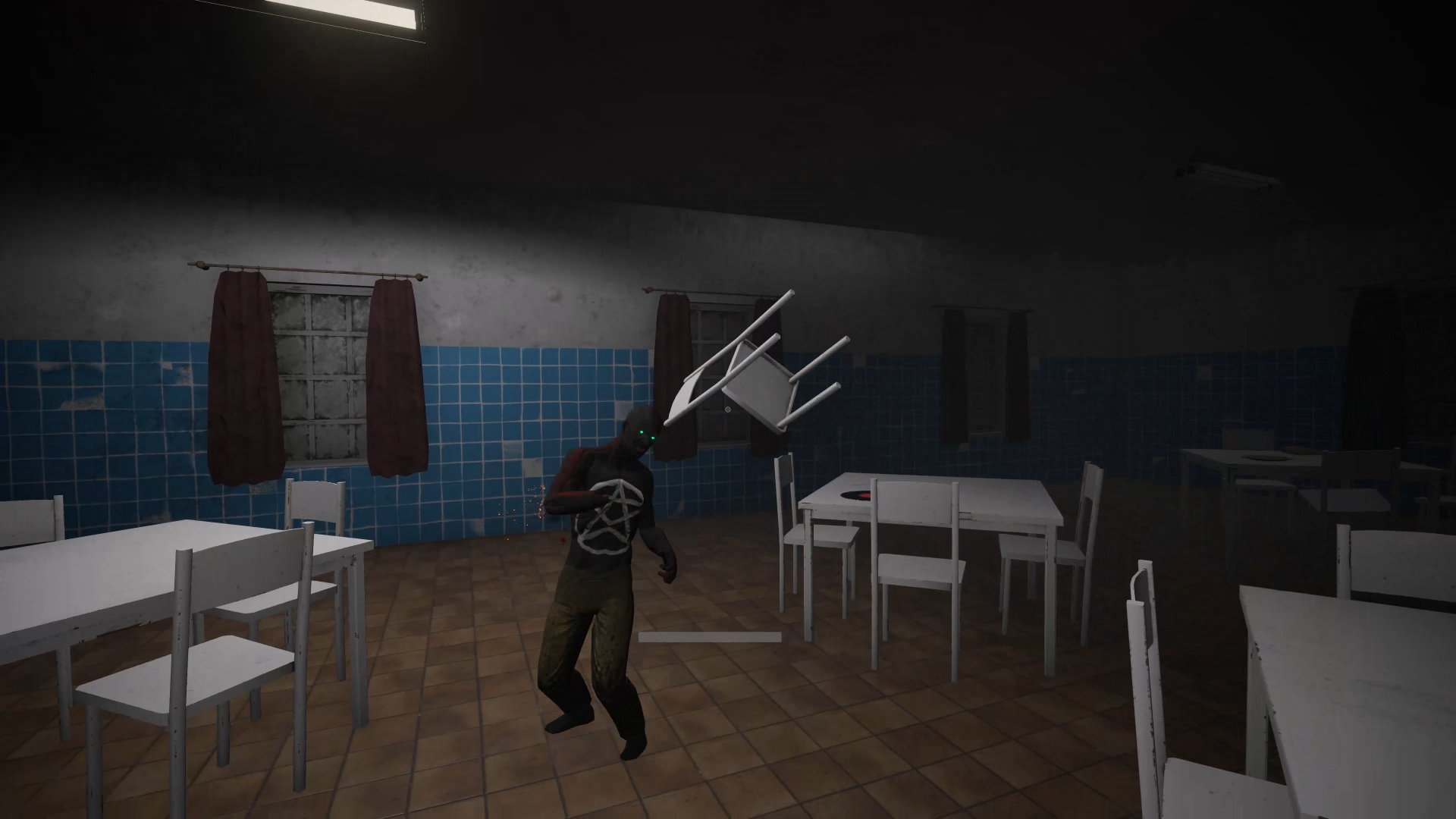 A Soulless throwing a chair in the dining hall